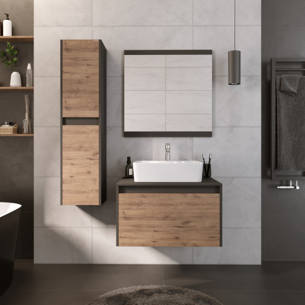 Шкаф-пенал подвесной Grossman СМАРТ-30 см, веллингтон/графит